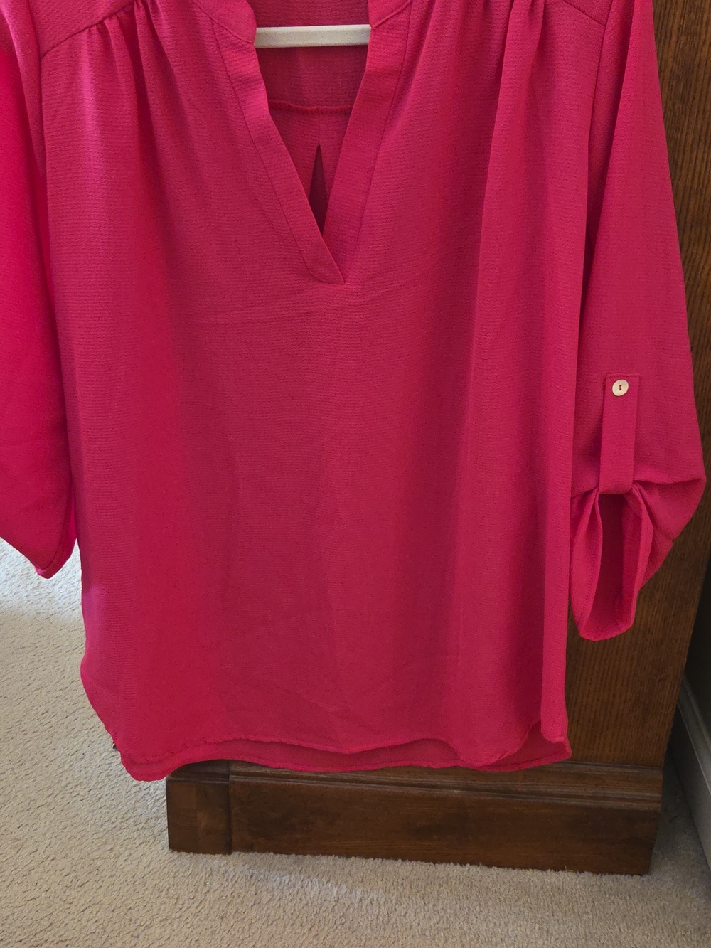 New Fuchia Women's Split-Neck Blouse